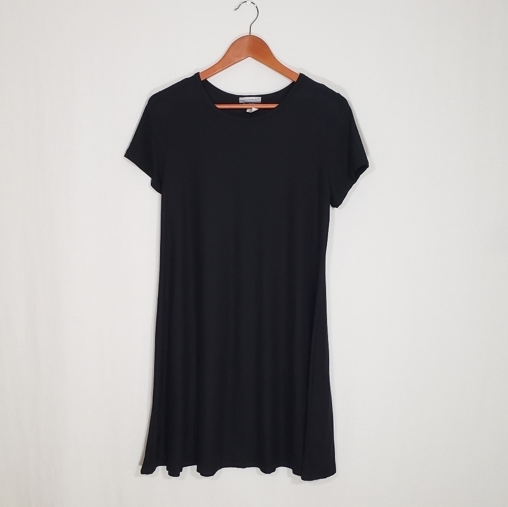 Allison Brittney Soft Short Sleeve Black A-Line Dress Size L